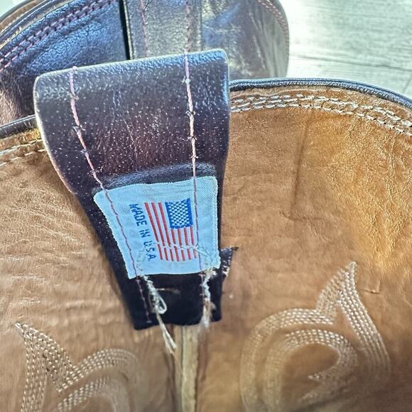 Nocona Boots Brown Burgandy Leather Cowboy Men’s Sz 10 Pointed Toe Made USA - Picture 12 of 15